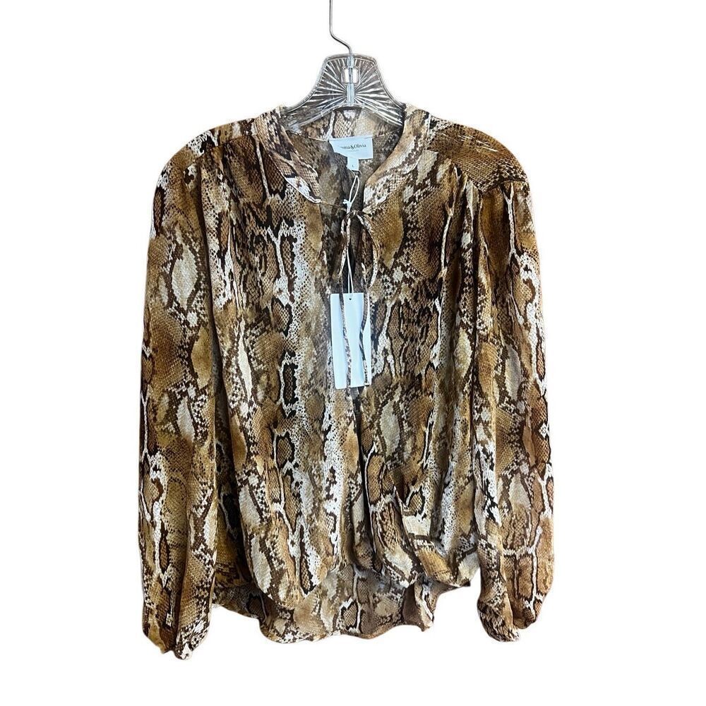 Emma & Olivia Snake Print Blouse Sz L NWT